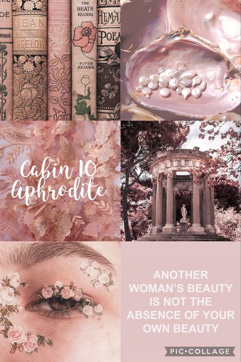 Aphrodite Core, Pjo Cabins, Aphrodite Cabin, Character Collage, Cabin 10, Camp Half Blood Cabins, Pjo Dr, Goddess Aphrodite, Aphrodite Aesthetic