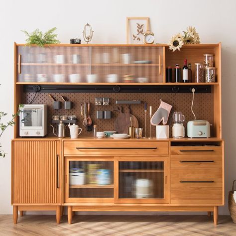 Sideboard Table, Solid Wood Sideboard, Kitchen Sideboard, House Furniture Design, Wood Countertops, Wood Sideboard, Kitchen Cupboards, 인테리어 디자인, Kitchen Utensils