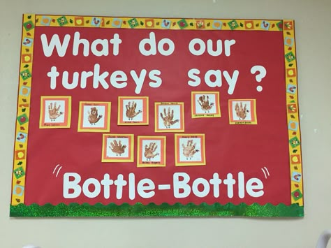 Infant Room Thanksgiving Bulletin Board, Fall Ideas For Infant Classroom, Infant Boards Ideas, Thanksgiving Ideas For Infants, November Daycare Bulletin Boards, November Infant Bulletin Board Ideas, Preschool Infant Room Decor, Fall Bulletin Boards Infant Room, Infant Room Halloween Bulletin Boards