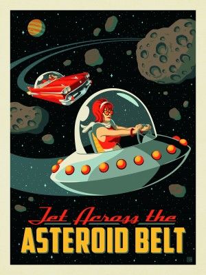 Space Travel | Anderson Design Group Retro Space Posters, Vintage Space Poster, Space Travel Posters, Retro Illustrations, Asteroid Belt, Anderson Design Group, Space Adventure, Space Illustration, Vintage Poster Design