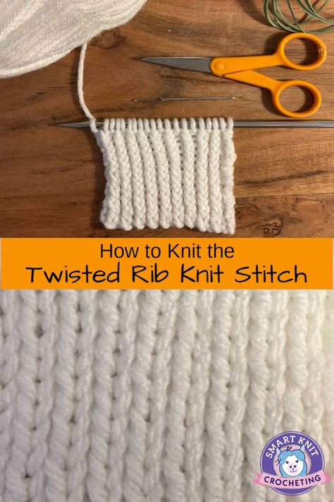 Twisted Rib Stitch Knitting, Knit Ribbing Stitch Patterns, Twisted Rib Stitch, Rib Stitch Knitting, Pineapple Pie, Knitting Hacks, Knit Stitches, Rib Stitch, Cable Knitting