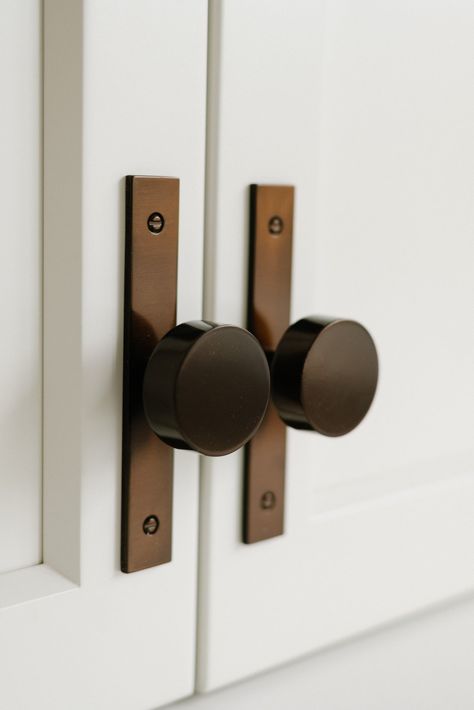 Modern Knob with Backplate - Heirloom Home Shop Dark Cabinets Hardware Ideas, Homestead Life, Dark Decor, Ranch Remodel, Bedroom Floor, Door Designs, Brass Pulls, Kitchen Hardware, Champagne Bronze