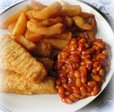 Fish Fingers, Chips & Beans Fish Fingers And Chips, English Fish And Chips, Strawberry Crisp, Fish Fingers, Fruit And Nut Bars, British Dishes, The English Kitchen, Fish Finger, English Kitchen