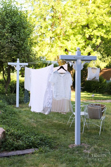 How to Make a Charming Outdoor Clothesline Work Table Kitchen, Outdoor Clothesline, Countertop Diy, Clothesline Diy, Outdoor Laundry, Outdoor Drying, Renovation Process, Pocket Hole Joinery, Inktober 2024