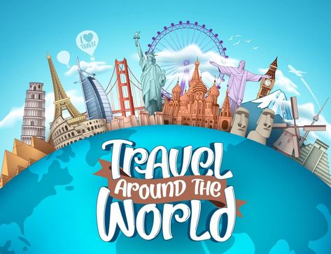 Family Vacation Quotes, Tourism Design, Travel Vector, Around The World Theme, Tourism Day, Vector Banner, 카드 디자인, Travel World, Travel Illustration