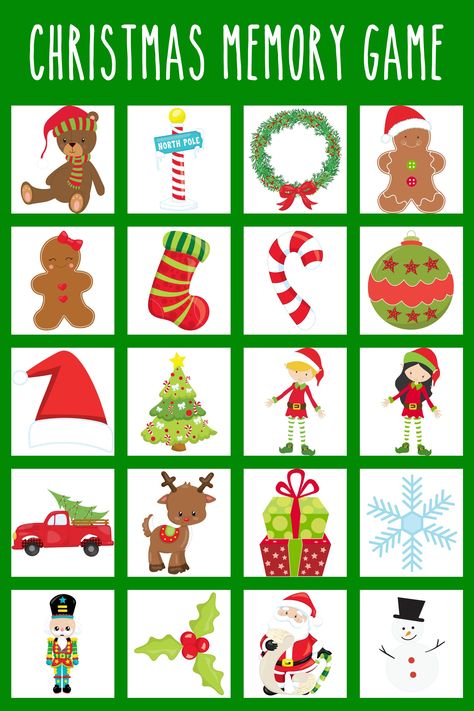 Christmas Matching Game Free Printable, Christmas Memory Game Free Printable, Christmas Games For Kids At School, Christmas Matching Game, Christmas Memory Game, Christmas Game For Kids, Printable Christmas Games, Memory Games For Kids, Christmas Game