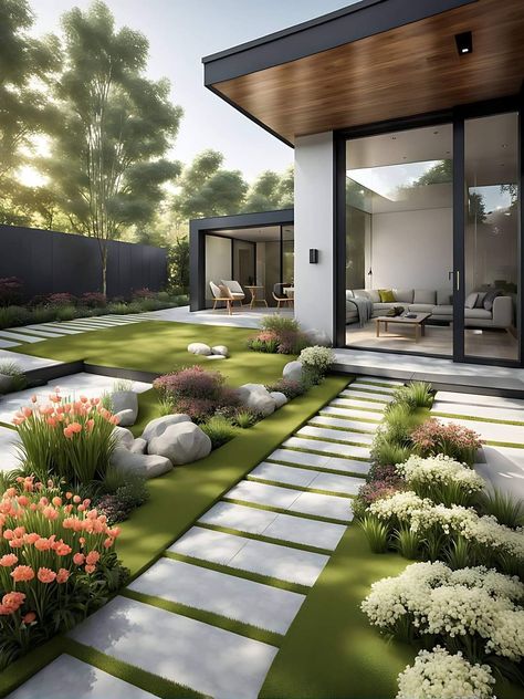 Modern House Garden Design, House Garden Design, Front Entry Landscaping, Best Garden Design, Diy Home Garden, Japanese Garden Landscape, Courtyard Gardens Design, Modern Backyard Landscaping, Modern Exterior House Designs