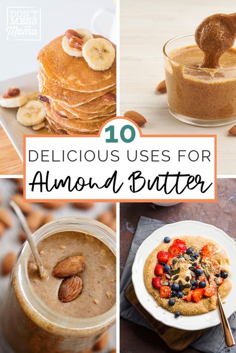 Looking for almond butter snack ideas? This post shares 10 ways to use almond butter from smoothies to sandwiches. Almond butter is a delicious addition to gluten free diets and a great alternative to peanut butter. #almondbutterrecipe #almondbuttersnacks #almondbutter Healthy Almond Butter Recipe, Breakfast With Almond Butter, Almond Butter Powder Recipes, Almond Butter Sandwich Ideas, Almond Butter Lunch Ideas, What To Make With Almond Butter, Healthy Snacks With Almond Butter, Healthy Recipes With Almond Butter, What To Do With Almond Butter