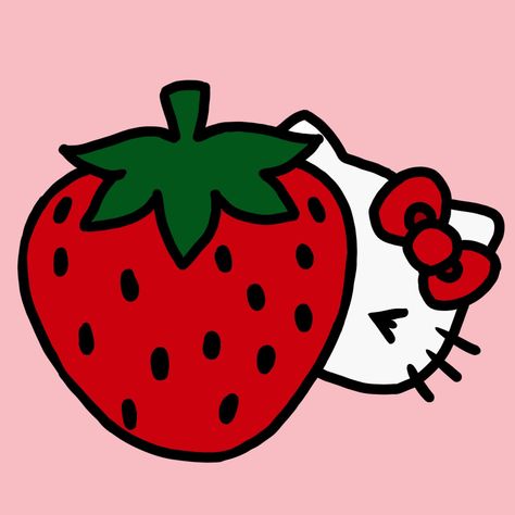 I love hello kitty Strawberry Hello Kitty Painting, Strawberry Hello Kitty Pfp, Strawberry Widgets Aesthetic, Strawberry Pfps Aesthetic, Strawberry Pictures Image, Kawaii Strawberry Art, Aesthetic Strawberry Drawing, Strawberry Drawing Cute, Strawberry Profile Picture