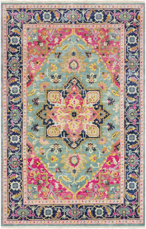 Surya Antique ATQ-1015 Teal Silk Rug Surya Rug, Teal Rug, Viscose Rug, Teal Area Rug, Perfect Rug, Modern Colors, Traditional Rugs, Antique Collection, Traditional Design