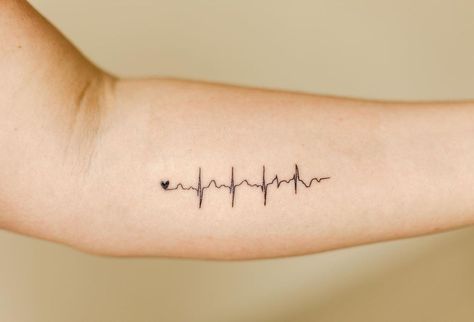 Heartbeat Tattoos For Women, Ekg Tattoo Memorial, Baby Heartbeat Tattoo, Heart Pulse Tattoo, Ekg Tattoo Ideas, Heartbeat Tattoo Memorial, Heart Beat Tattoo Design, Ecg Tattoo, Heart Rate Tattoo