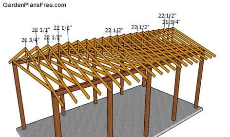 20x40 RV Carport Plans - Free PDF Download | Free Garden Plans - How to build garden projects Carport Plans How To Build, Camper Carport, Permanent Campsite, Camper Porch, Hunting House, Rv Garages, Carport Addition, Rv Port, Rv Shelter