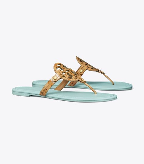 Miller Patent Cork Sandal: Women's Designer Sandals | Tory Burch Designer Sandals Flat, Flat Platform Sandals, Tori Burch, Ella Tote, Soft Sandals, Miller Sandal, Square Toe Sandals, Cork Sandals, Sandals Flat