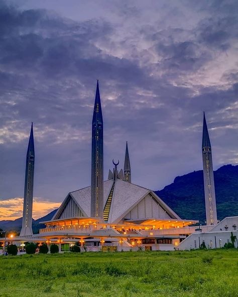 Follow us @views.of.pakistan . ● Photo credit Shah Faisal Mosque, Faisal Mosque, Pakistan Pictures, Sultan Qaboos Grand Mosque, Sultan Qaboos, Sheikh Zayed Grand Mosque, Blue Roof, Blue Mosque, Islamabad Pakistan