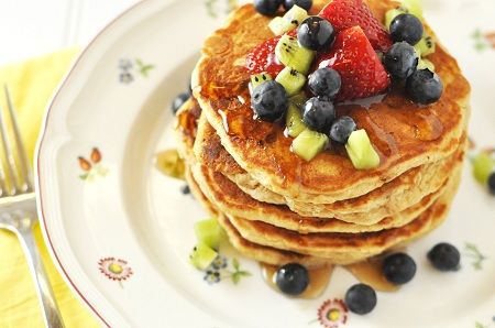 Wheat germ pancakes Wheat Germ Pancakes, Stack Of Pancakes, Erma Bombeck, Sweet Potato Pancakes, Wheat Germ, Potato Pancakes, Pancakes Healthy, Food Family, Breakfast Pancakes