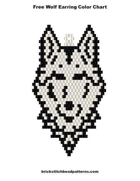 Seed Bead Wolf Patterns, Seed Bead Weaving, Gourd Stitch, Brick Stitch Pattern Earring, Seed Bead Patterns Free, Wolf Animal, Beaded Earrings Native, Seed Bead Pattern, Beading Patterns Free