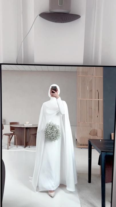 MODEST BRIDAL WEAR op TikTok Modest Wedding Dresses Satin, White Modest Wedding Dresses, Modest Wedding Dresses Hijab, Nikkah Dress Muslim, Hijabi Wedding Dress, Modest Bridal Dresses, Elegant Long Sleeve Wedding Dresses, Marriage Gown, Muslim Wedding Gown