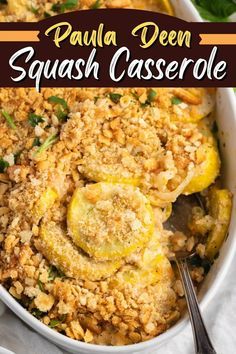 You can't go wrong by making Paula Deen's squash casserole! This cheesy dish with a cracker topping is a side dish that immediately wins people over. Sides Casserole Recipes, Paula Dean Side Dishes, Slap Yo Mama Squash Casserole, Thanksgiving Squash Side Dishes, Paula Deans Squash Casserole With Ritz Crackers, Paula Deen's Recipes, Recipes For Garden Veggies, Squash Casserole No Eggs, Posh Squash Casserole