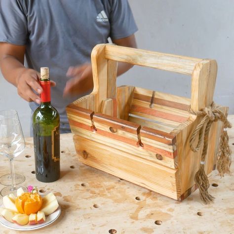 DIY Wooden Carry Wine Basket Transform Into Portable Picnic Table | picnic table | DIY Wooden Carry Wine Basket Transform Into Portable Picnic Table | By Woodworking Idea | Facebook Diy Picnic Basket, Pinic Basket, Picnic Table Diy, Wine Picnic Basket, Wine Picnic Table, Diy Picnic, Diy Picnic Table, Wine Basket, Portable Picnic Table