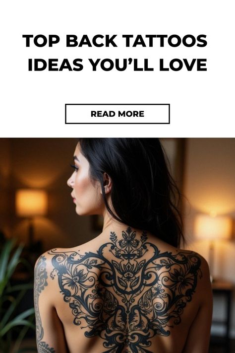 Top Back Tattoos Ideas You’ll Love Women Back Piece Tattoo, Edgy Back Tattoos, Full Back Tattoo Women Japanese, Back Tattoo Big, Female Back Tattoos Full, Back Tattoos Ideas, Back Tattoo Women Upper, Best Back Tattoos, Feminine Back Tattoos