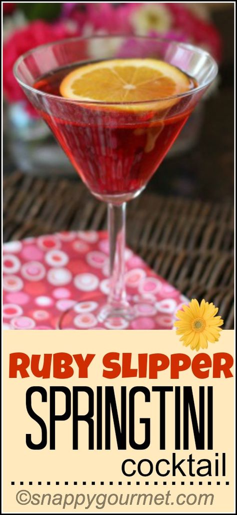 Ruby Slipper Springtini Cocktail Recipe | snappygourmet.com Easy Refreshing Cocktails, Pomegranate Liqueur, Ruby Slipper, Ambitious Kitchen, Refreshing Cocktail, Watermelon Salad, Ruby Slippers, Fancy Drinks, Easy Drinks