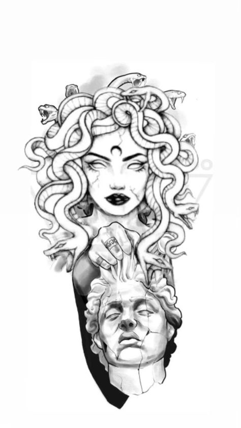 Medusa Drawings, Medusa Artwork, Medusa Drawing, Minimalistic Tattoo Ideas, Minimalistic Tattoo, Shin Tattoo, Medusa Tattoo Design, Surreal Tattoo, Medusa Art