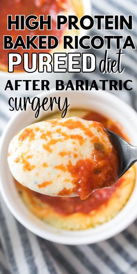 Easy baked ricotta perfect for gastric surgery patients as it's high in proteins and is a good pureed diet after bariatric surgery. It's creamy and delicious making each bite a delight! Gastric Bypass Recipes Pureed, Sleeve Surgery Diet, Ricotta Bake, Bariatric Recipes Sleeve Liquid Diet, High Protein Bariatric Recipes, Gastric Surgery, Pureed Diet, Liquid Diet Recipes, Bariatric Recipes Sleeve