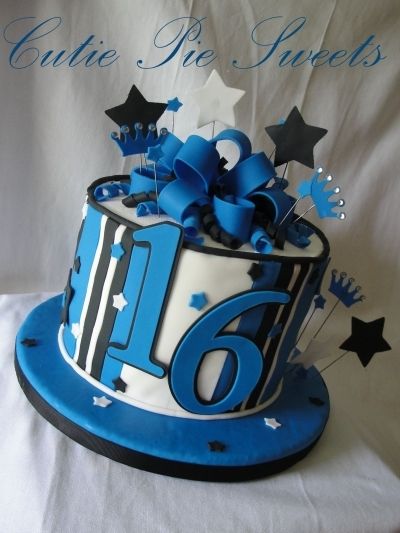 Black & Blue 16th Birthday Cake By CutiePieSweets on CakeCentral.com Birthday Cakes For 18th Birthday Boy, Sweet 16 Cake Ideas Blue, Blue And Black Cake, Boys 16th Birthday Cake, Sweet 16 For Boys, 16th Birthday Cake, Boy 16th Birthday, Buttercream Birthday Cake, Blue Birthday Cakes