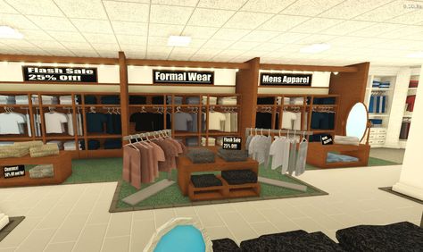 Bloxburg Furniture Store, Clothes Shop Bloxburg, Bloxburg City Shop Ideas, Bloxburg Clothes Shop, Bloxburg Town Store Ideas, Bloxburg Shops Ideas, Bloxburg Clothing Store, Bloxburg Business, Bloxburg Store Ideas