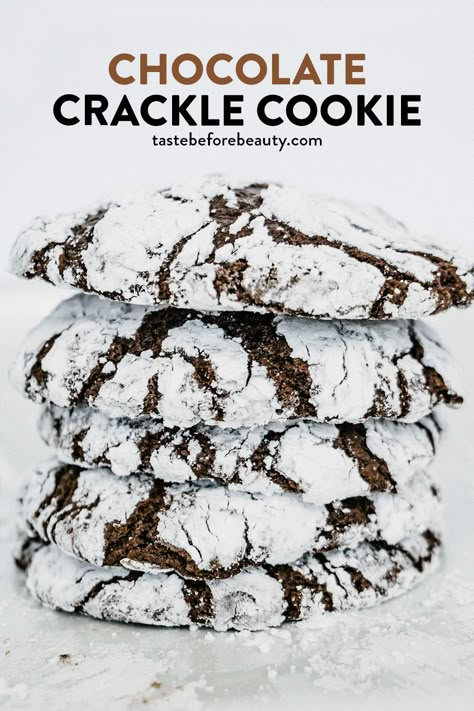 Chocolate Crackle Cookie Double Chocolate Chip Cookie Recipe, Chocolate Crackle Cookies, Cracked Cookies, Crackle Cookies, Chocolate Crackles, Double Chocolate Chip Cookies, Creative Baking, Chocolate Powder, Chocolate Chip Recipes