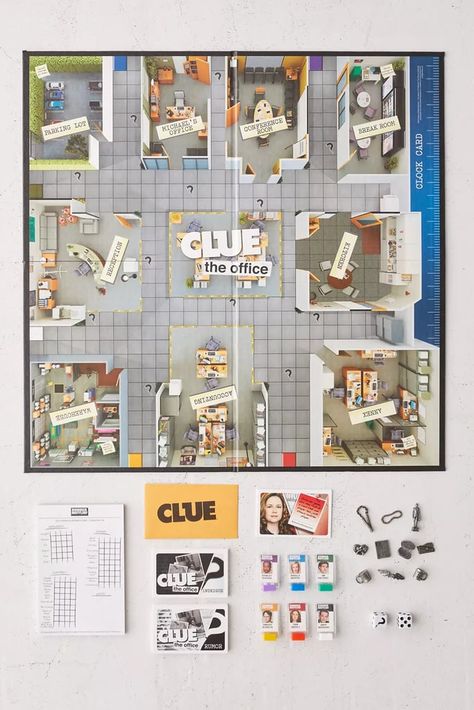 Warehouse Reception, Clue Board, Clue Board Game, Clock Card, Clue Games, Office Board, Get The Guy, Office Fan, Dunder Mifflin