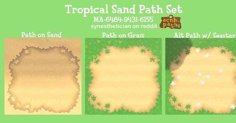 ✨Animal Crossing Patterns ✨ on Instagram: “I had some people request sand paths :) I feel like this would look better on a tropical island than the regular sand path. Synesthetician…” Animal Crossing Design Codes, Acnh Beach, Animal Crossing Design, Sand Floor, Beach Path, Sea Stars, Path Design, Island Theme, Animal Crossing Wild World