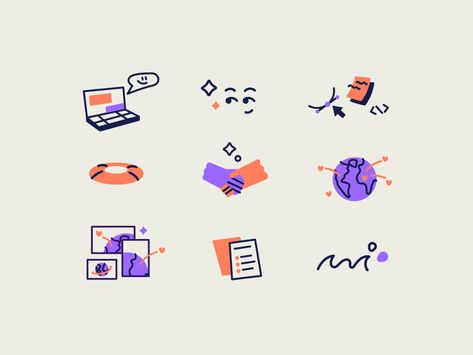 Tech to the Rescue icons by Iryna Korshak for Netguru on Dribbble Talk Logo, Corporate Icons, Icons Hand Drawn, Library Icon, Drawn Icons, Icon Design Inspiration, Flat Design Icons, Hand Drawn Icons, Brand Refresh