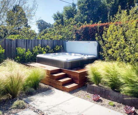 Backyard Hot Tub Ideas, Backyard Hot Tub, Hot Tub Deck Design, Hot Tub Area, Hot Tub Ideas, Hot Tub Privacy, Sunken Hot Tub, Backyard Spa, Round Hot Tub