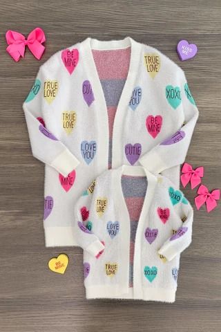 New Arrivals - Limited Supply– Sparkle In Pink Clothes Washing Hacks, Hearts Cardigan, Sparkle In Pink, Cream Candy, Heart Cardigan, Cute Maternity Outfits, Candy Hearts, Cute Boutiques, Mommy And Me Outfits