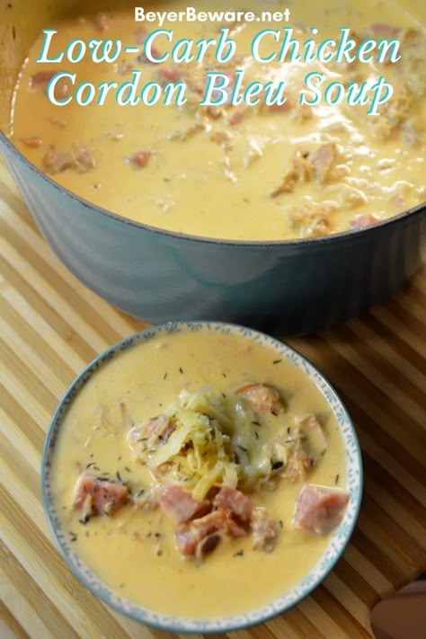 Cordon Blue Soup, Chicken Cordon Bleu Soup, Cordon Bleu Soup, Keto Soup Recipes, Cordon Blue, Low Carb Soups, Low Carb Soup Recipes, Dinner Keto, Keto Soups