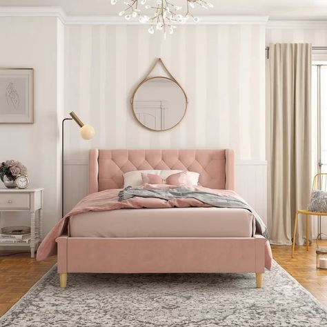 Little Seeds Monarch Hill Ambrosia Full Platform Bed & Reviews | Wayfair.ca Upholstered Bed Bedroom, Idea Bilik Tidur, Full Size Upholstered Bed, Twin Daybed With Trundle, Full Platform Bed, Bed Platform, Upholstered Panel Bed, Daybed With Trundle, Girl Bedroom Designs