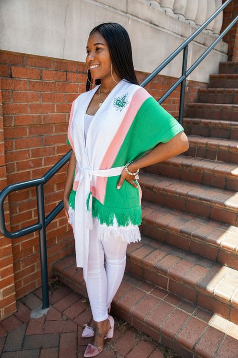 Official Para Connect is the premier vendor for Sorority paraphernalia. Subscribe to our newsletter to receive new arrival notifications, restock alerts and exclusive deals. Aka Apparel, Sorority Paraphernalia, Alpha Woman, Transparent Raincoat, Pink And Green Dress, Cardigan Pink, Fringe Cardigan, Patterned Cardigans, Wear Pink