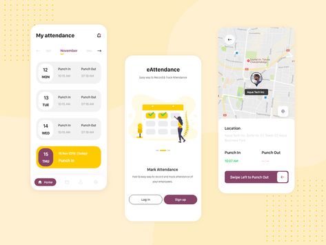 Attendance App UI + 1 Dribbble Invite by Saransh Verma Attendance App Ui Design, Mobile App Design Templates, Task Management Dashboard, App Ux Design, Attendance App, Ecommerce Mobile App, App Screen Design, Ui Kit Design, Social Media Design Template