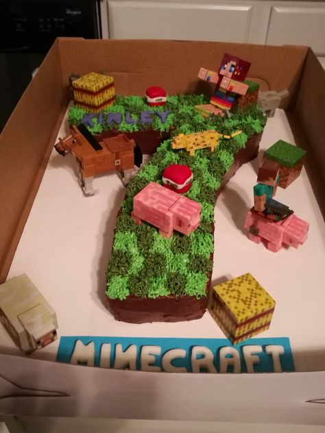 Number 7 Minecraft Cake, Minecraft Number Cake, Number Cake 4, Minecraft Cakes, Cake Minecraft, Minecraft Bday, Cake Number, Number Birthday Cakes, Minecraft Birthday Cake