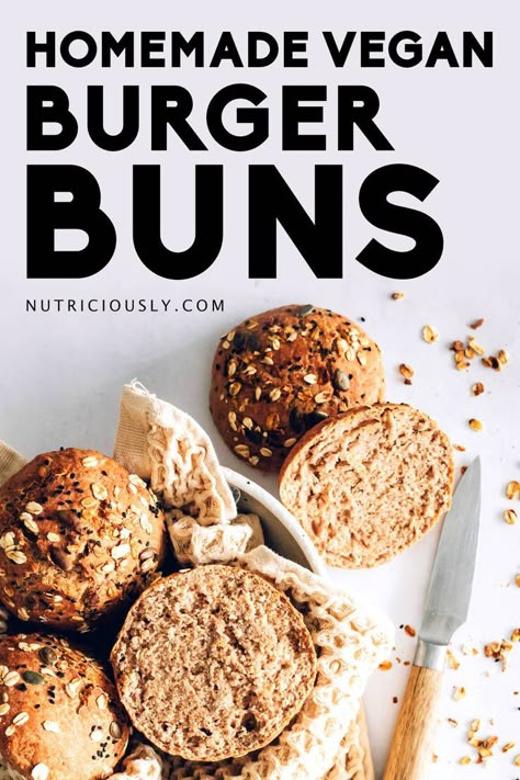 Healthy Dinner Rolls, Whole Wheat Burger Buns, Vegan Hamburger Buns, Vegan Buns, Homemade Vegan Burgers, Vegan Burger Buns, Hamburger Buns Recipe, Vegan Hamburger, Homemade Burger Buns