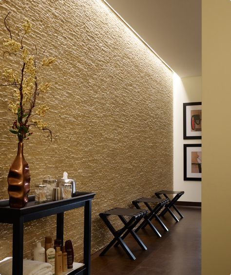 Wall Wash Lighting Interior, Wall Grazer Lighting, Wall Grazing Lighting, Ashish Gupta, Fake Stone Wall, Focal Point Wall, Dr Office, Staircase Lighting Ideas, Wall Grille