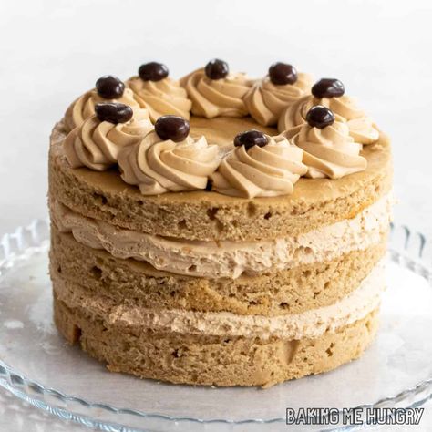 Cappuccino Cake Recipe with Coffee Mousse Frosting Mocha Torte Recipe, Cappuccino Cake Recipe, Coffee Mousse Cake Recipe, Coffee Mousse Cake, Birthday Cake Coffee, Cappuccino Mousse, Homemade Cappuccino, Mousse Frosting, Coffee Ganache