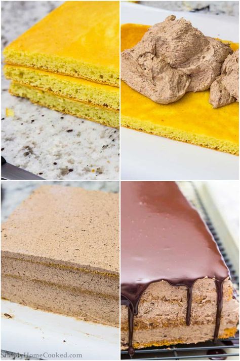 Opera Cake Recipe, Almond Sponge Cake, Chocolate Raspberry Mousse Cake, Almond Flour Cakes, Opera Cake, Torte Recipe, Simply Home, French Dessert, Fudge Cake