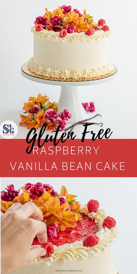 Gluten Free Icing For Cake, Gluten Free Raspberry Cake, Gluten Free Cake Recipes, Gluten Free Icing, Gf Deserts, Raspberry Layer Cake, Gluten Free Wedding Cake, Gf Cake, Gluten Free Birthday Cake