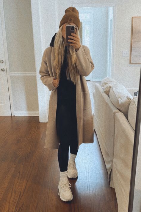 Sweats And Peacoat Outfit, Peacoat Hoodie Womens Outfit, Women’s Peacoat, Wool Coat With Hoodie Outfit, Peacoat With Hoodie Outfit, Hoodie And Peacoat Outfit, Beige Raincoat Outfit, Cozy Winter Outfits Lazy Days, Pea Coat Outfits