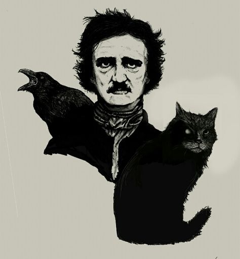 ''And now was I indeed wretched beyond the wretchedness of mere Humanity." - Edgar Allan Poe, "The Black Cat" Edgar Allen Poe Tattoo, Edgar Allan Poe Illustration, Poe Tattoo, Poe Boy, Allen Poe, Edgar Allen Poe, Gothic Fantasy Art, John Keats, Quotes Poetry