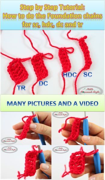 Tutorial: Foundation Chains for sc, hdc, dc and tr – Nicki's Homemade Crafts Foundation Half Double Crochet, Beginning Crochet, Treble Crochet, Foundation Single Crochet, Crochet Hack, Beginner Crochet Tutorial, Learn How To Crochet, Crochet Lessons, Crochet Stitches For Beginners