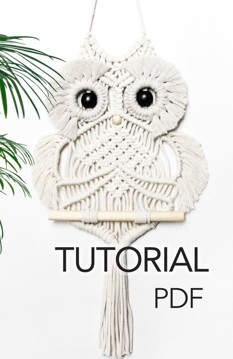 Macrame Owl Pattern, Owl Tutorial, Art Macramé, Pola Macrame, Macrame Wall Hanging Tutorial, Wall Hanging Pattern, Tutorial Macramé, Free Macrame Patterns, Macrame Plant Hanger Patterns