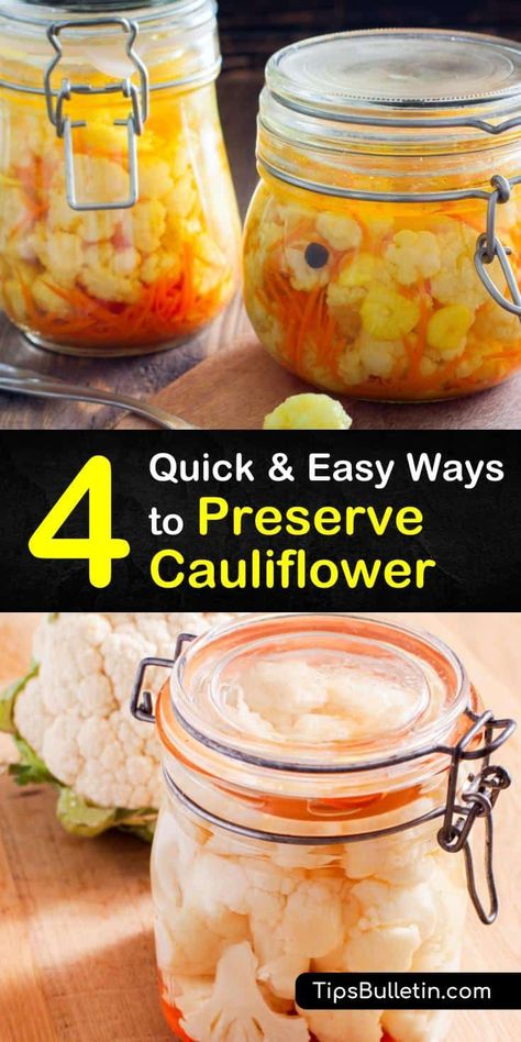 Cauliflower Preserving, How To Preserve Cauliflower, Preserving Fresh Cauliflower, Preserving Cauliflower, Preserve Cauliflower, Freezing Cauliflower Rice, Freezing Cauliflower, Freeze Cauliflower, Easy Pickle